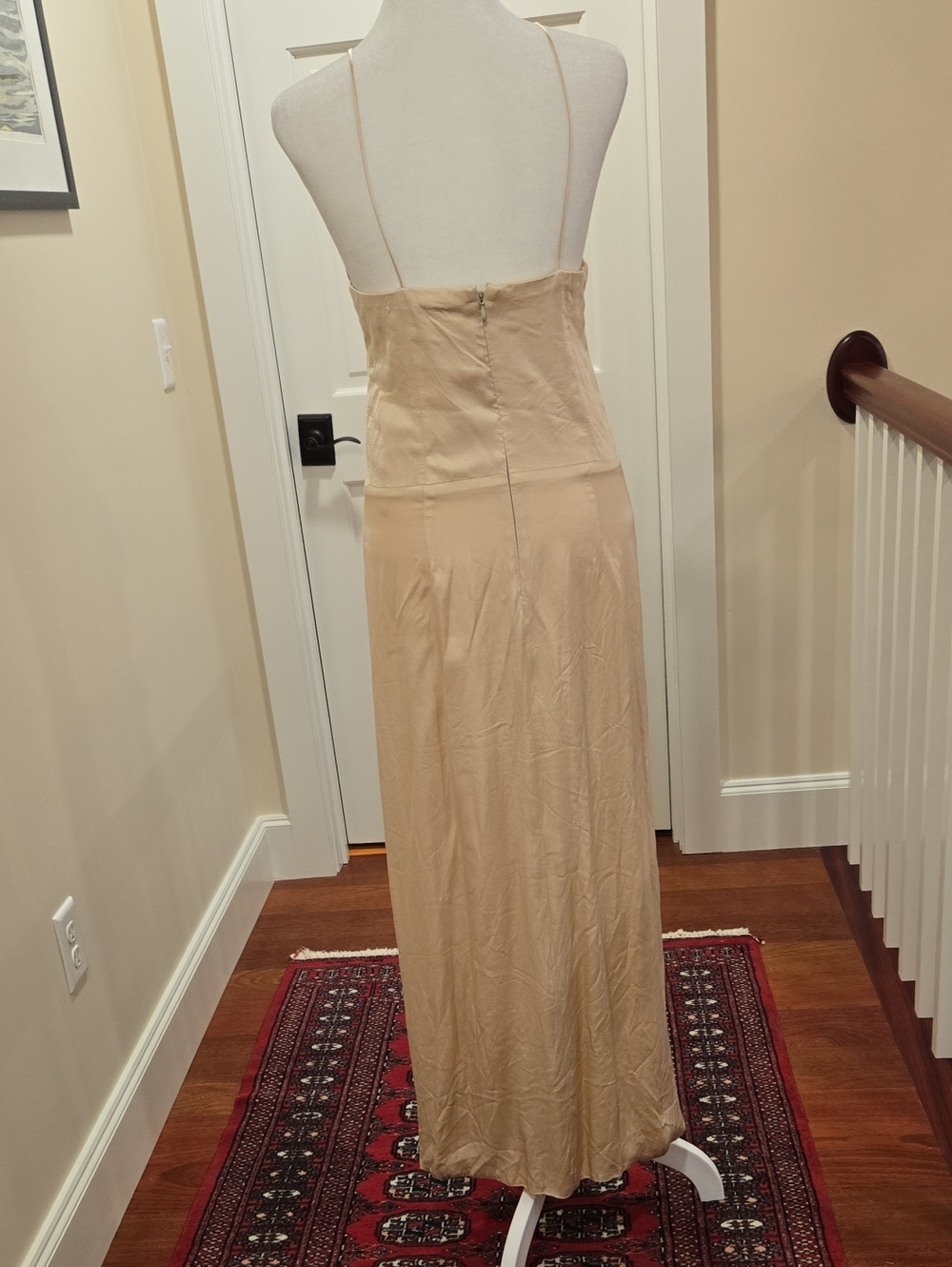 Farm Rio. Red Tulip Bust Beige Maxi Dress - Picture 3 of 3